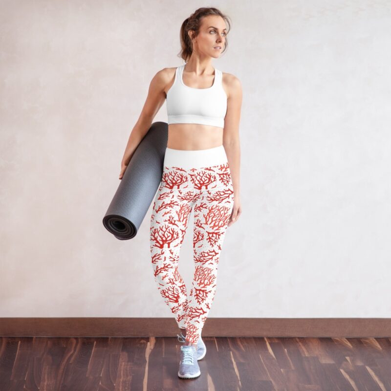 Coral Yoga Leggings White - Image 2