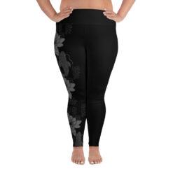 A plus size model wearing Water Lily high waist leggings