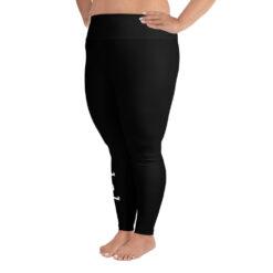 A plus size model wearing Inhale Exhale high waist leggings