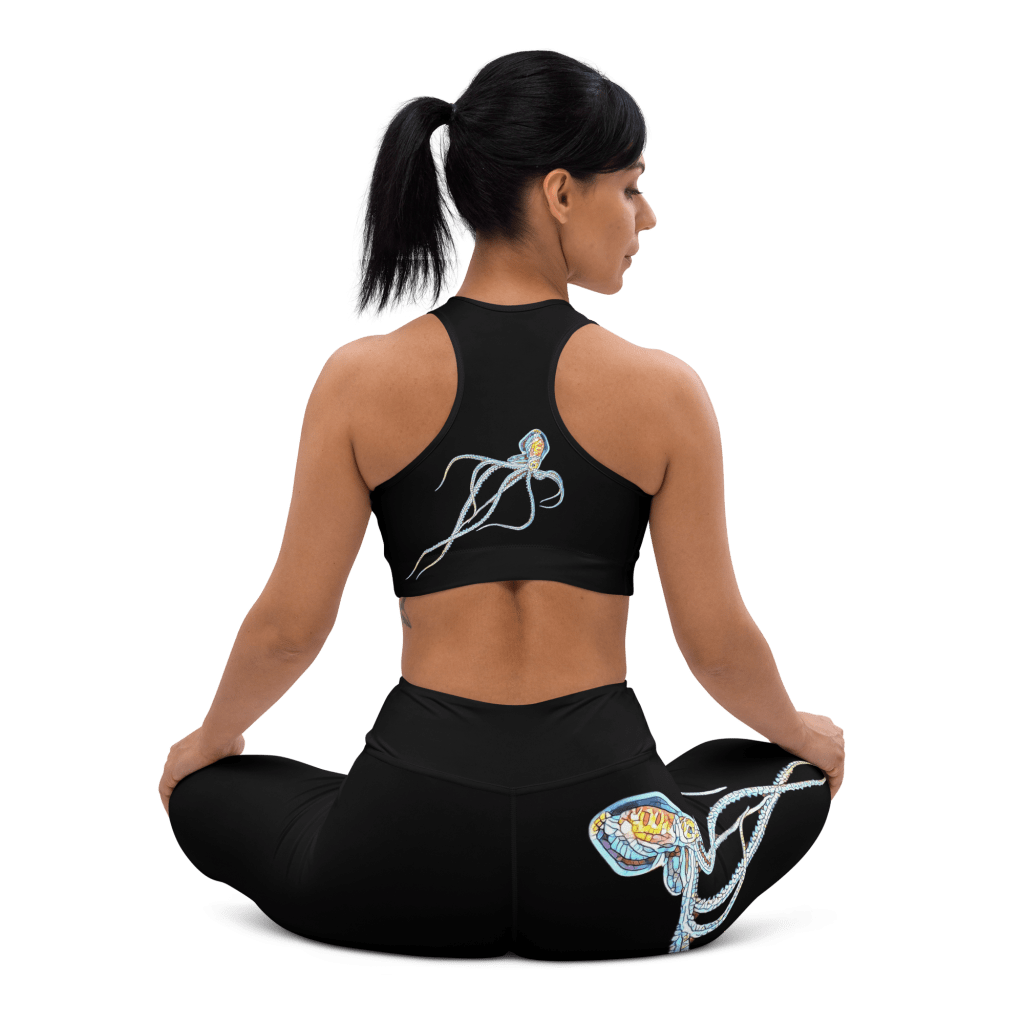 Woman sitting in a yoga position wearing Octopus outfit from Mantaraj