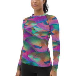 Rash Guars for women with a vibrant colorful pattern