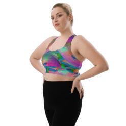 Vibrant Parrotfish Longline Sports Bra plus size