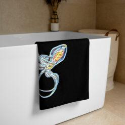 Octupus towel on a bathtub