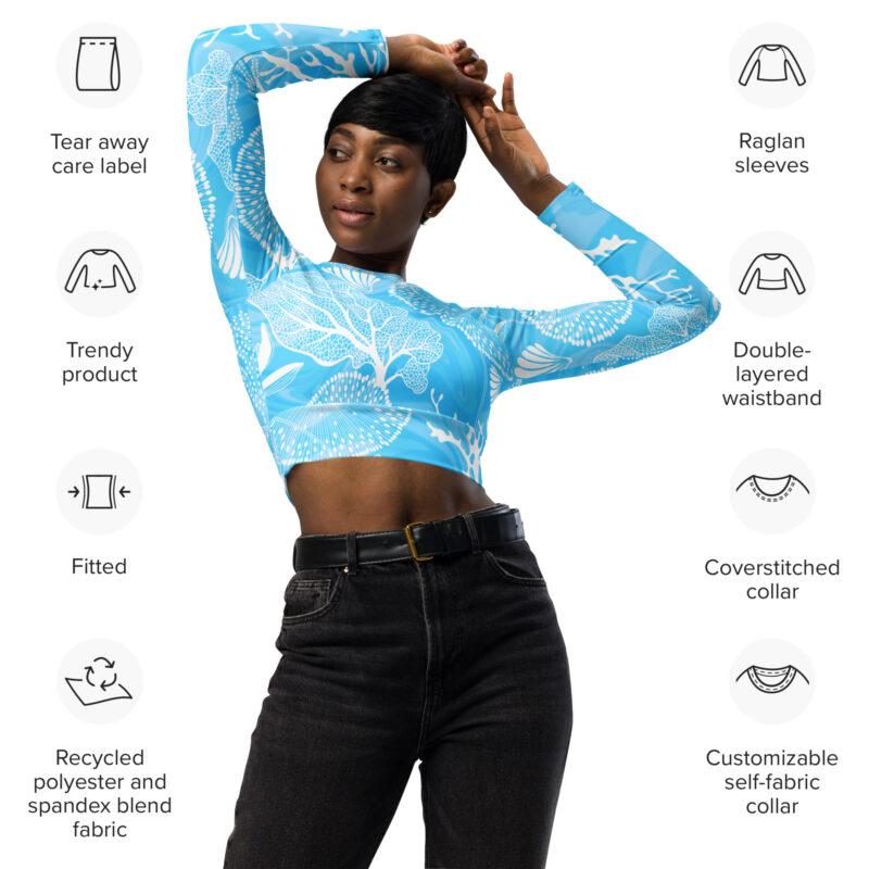 Edith recycled long-sleeve crop top rash guard - Image 7