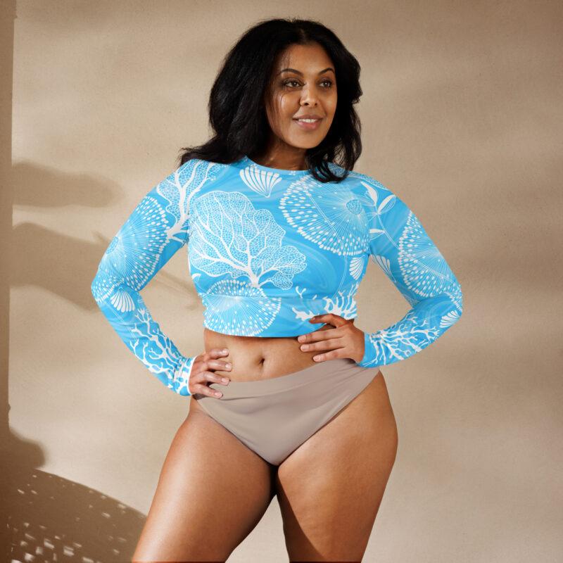 Edith recycled long-sleeve crop top rash guard - Image 2
